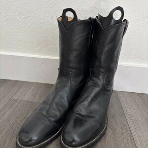 Vintage Black Leather Mens Cowboy Boots, size Mens 10.5
